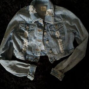 Cello Light Blue Distressed Jean Jacket